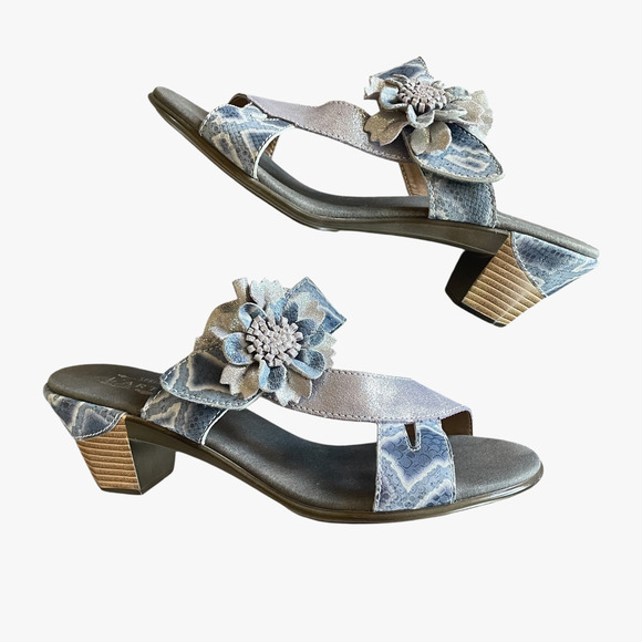 NEW L'ARTISTE SPRING STEP Cassana Size EU 42 Blue/Silver Leather Slide Sandals - Picture 1 of 11